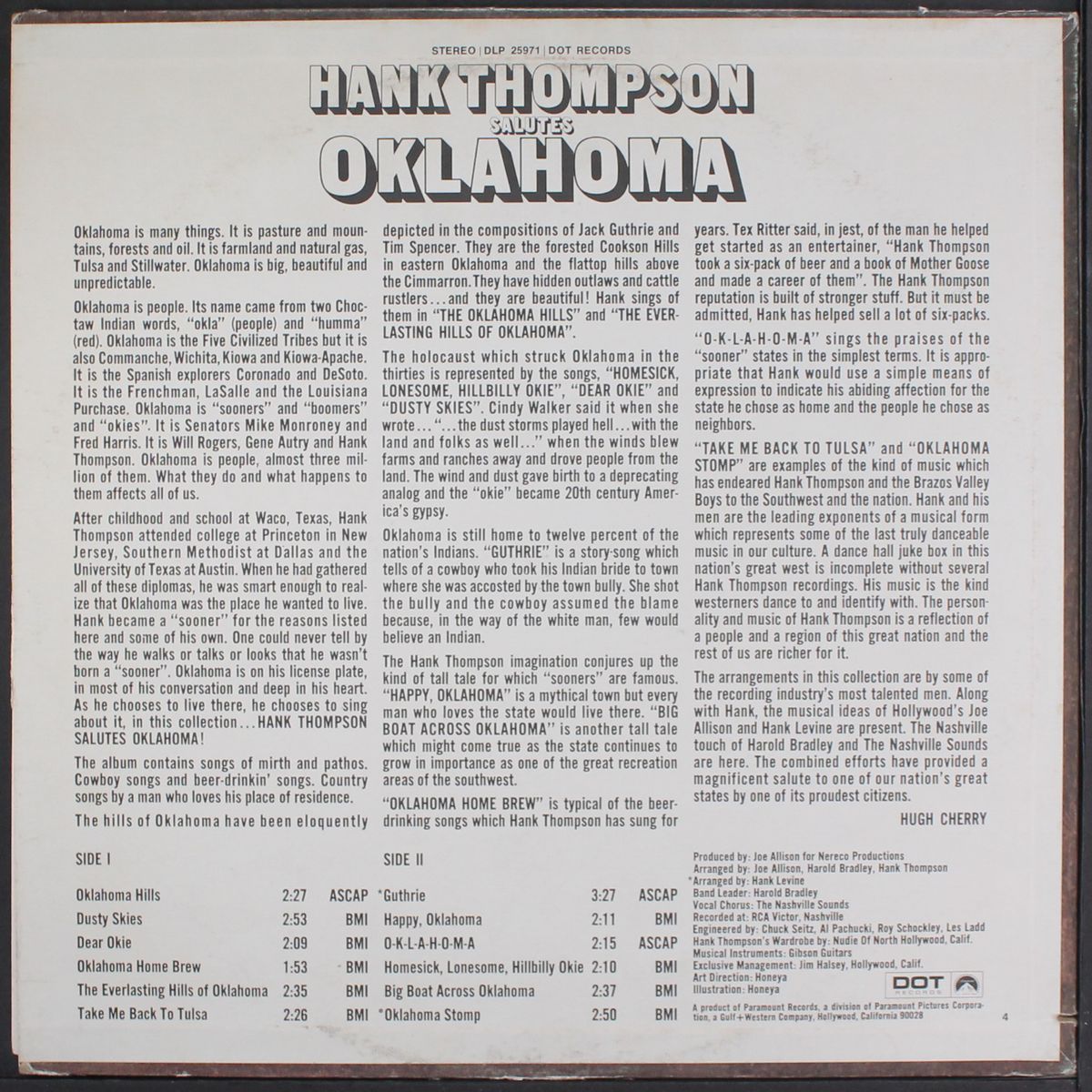 salutes oklahoma by HANK THOMPSON