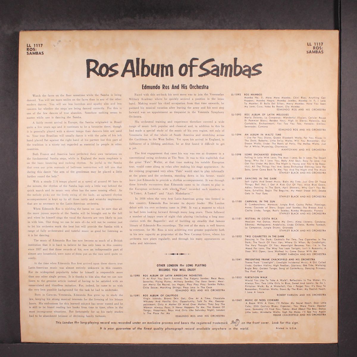 album of sambas by EDMUNDO ROS