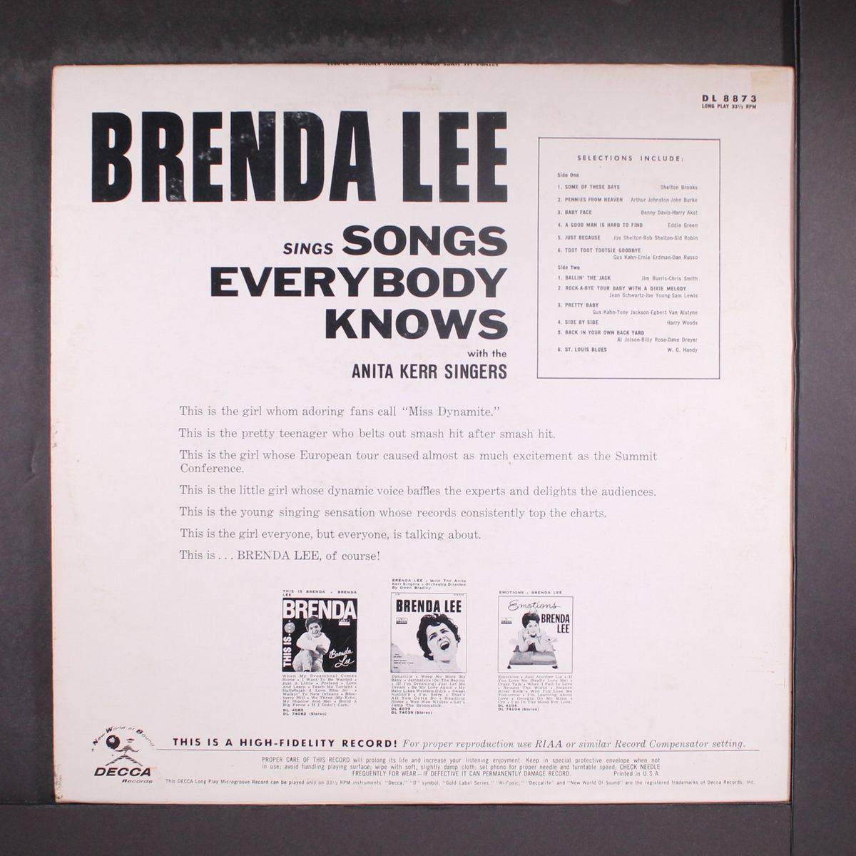 grandma, what great songs you sang! by BRENDA LEE