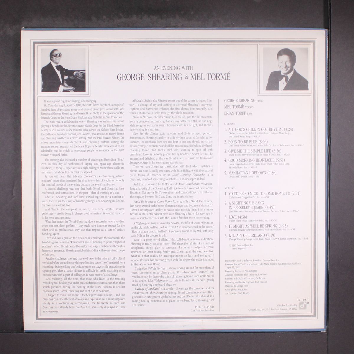an evening with by GEORGE SHEARING & MEL TORME