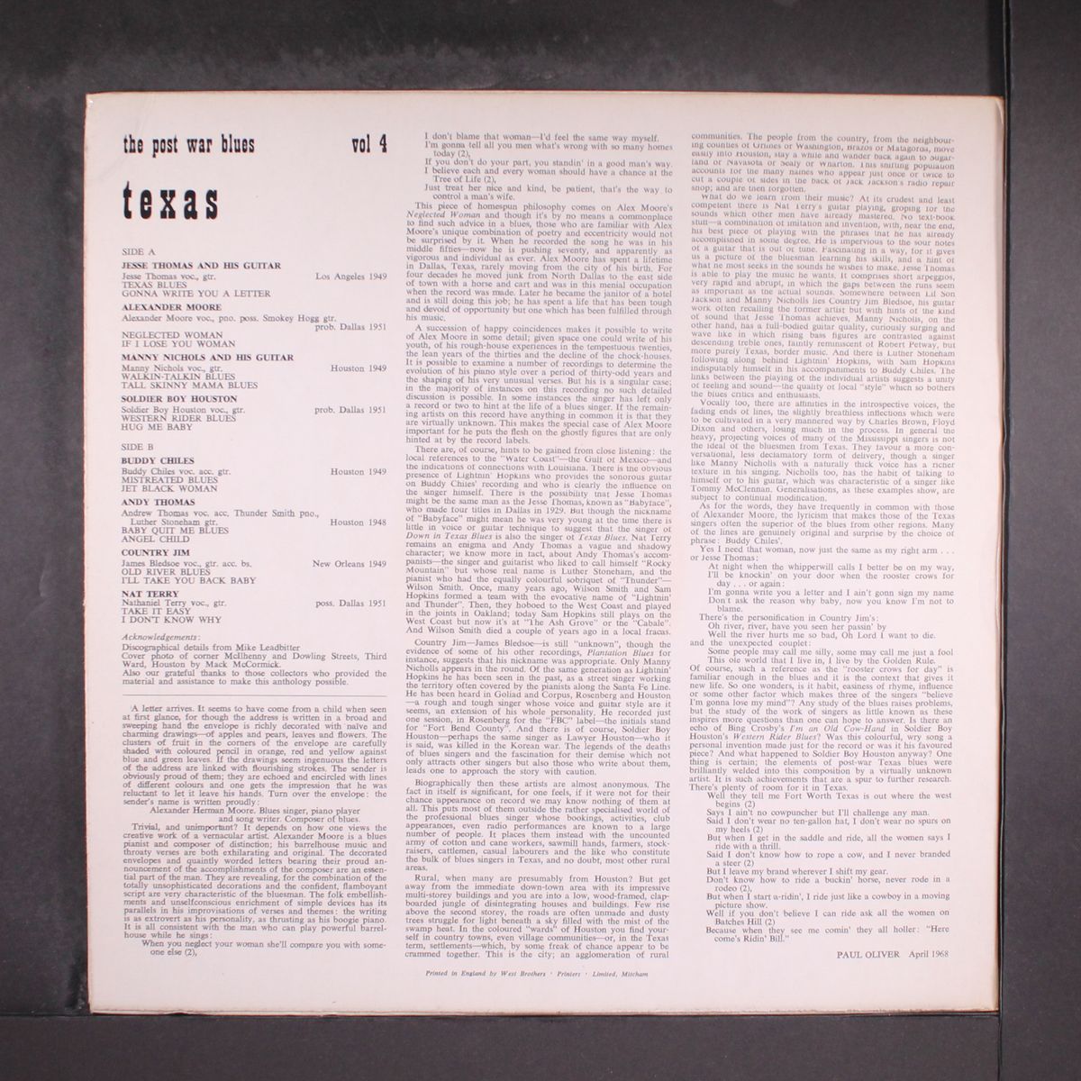 the post-war blues; texas by VARIOUS