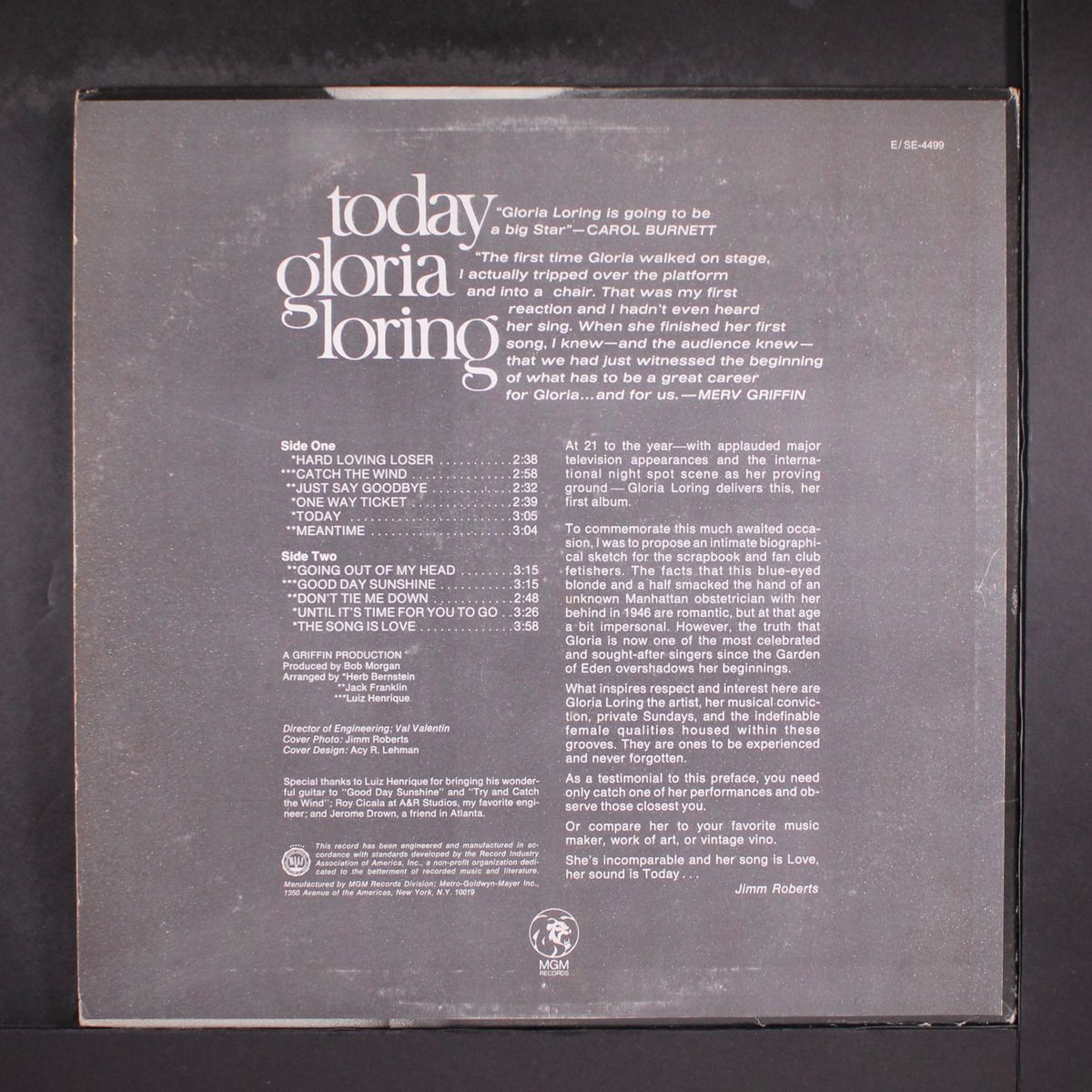 today by GLORIA LORING