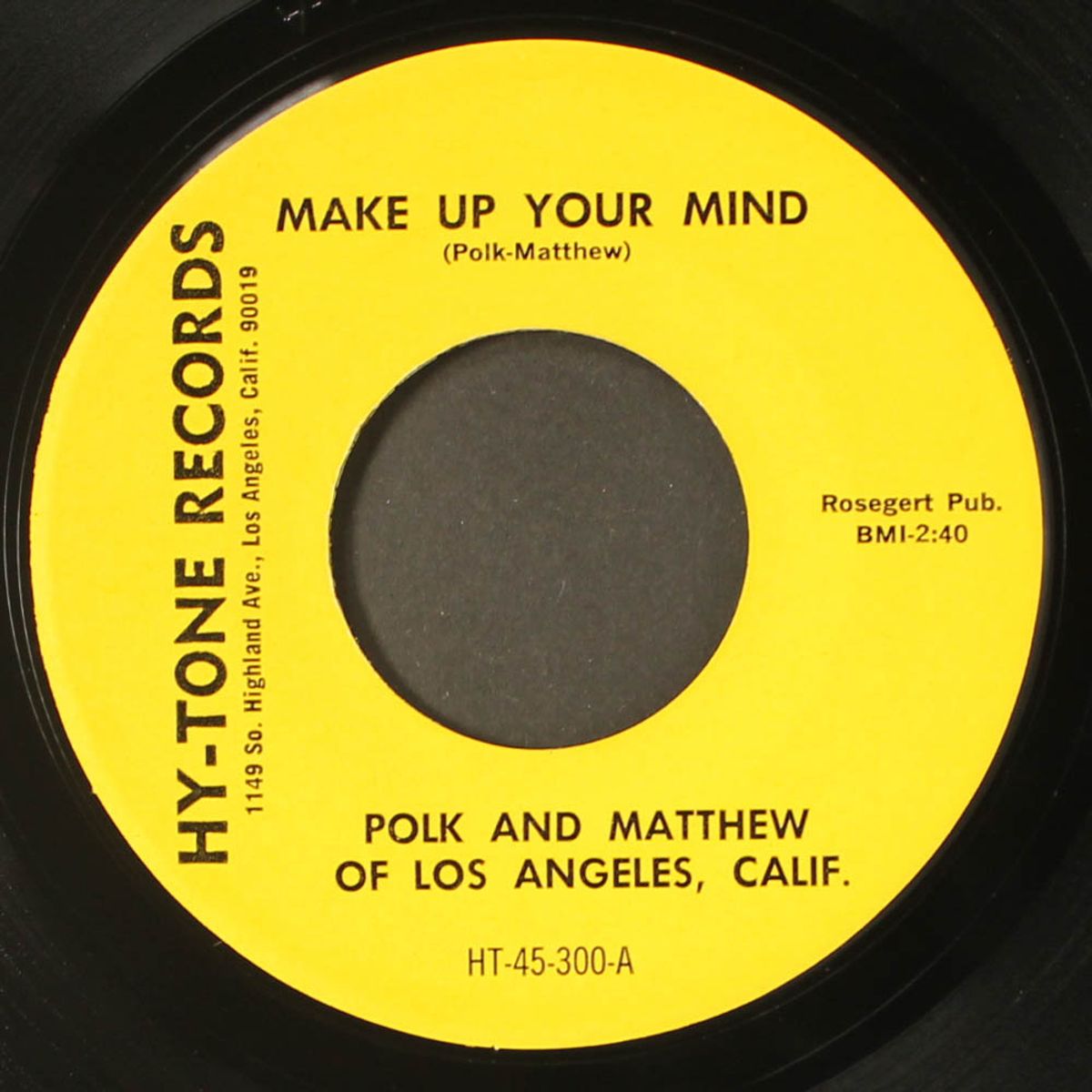 make up your mind / put out the fire by POLK & MATTHEW OF LOS ANGELES, CALIF.
