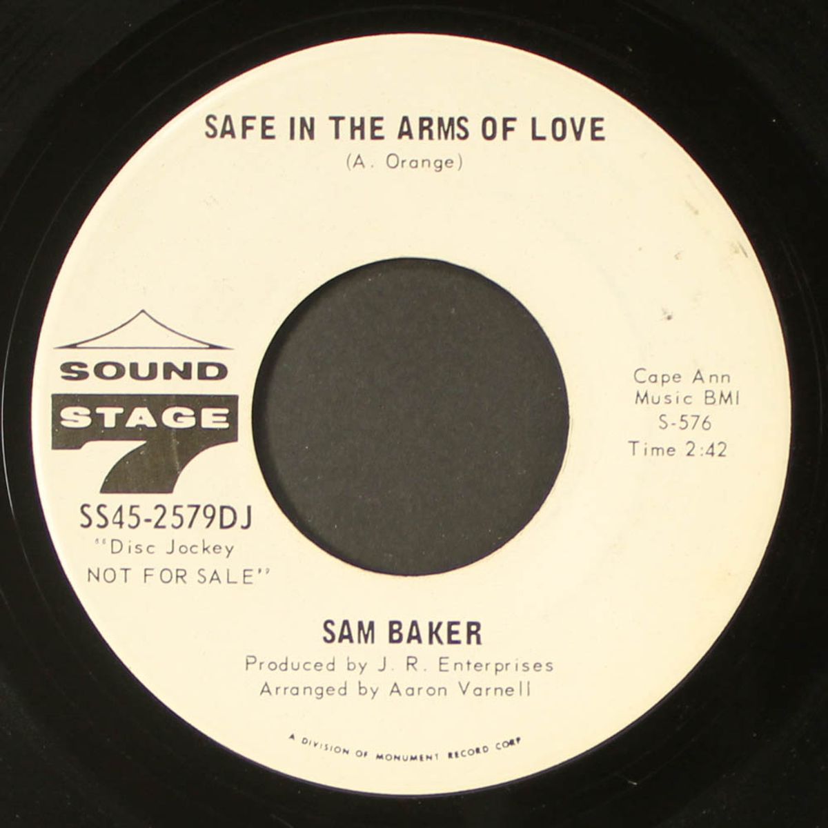 just a glance away / safe in the arms of love by SAM BAKER