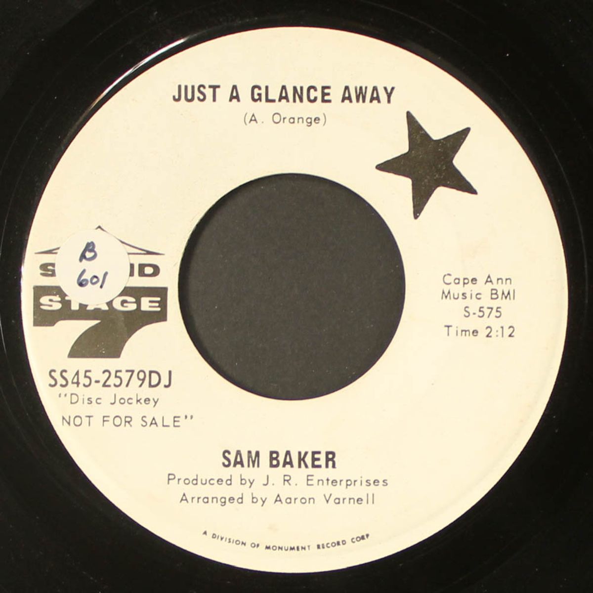 just a glance away / safe in the arms of love by SAM BAKER