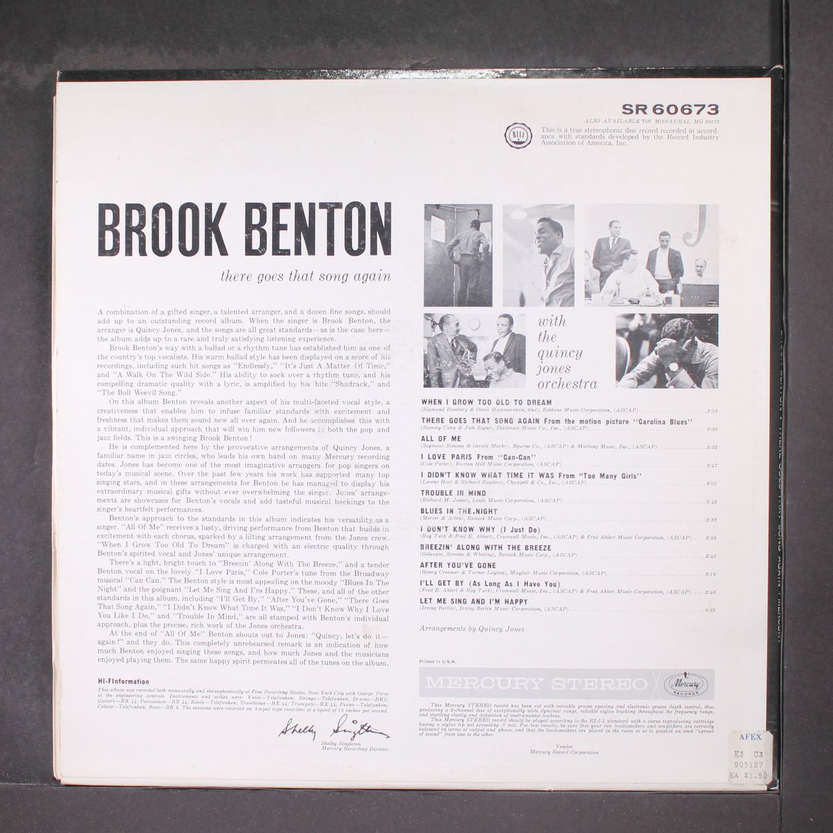 there goes that song again by BROOK BENTON