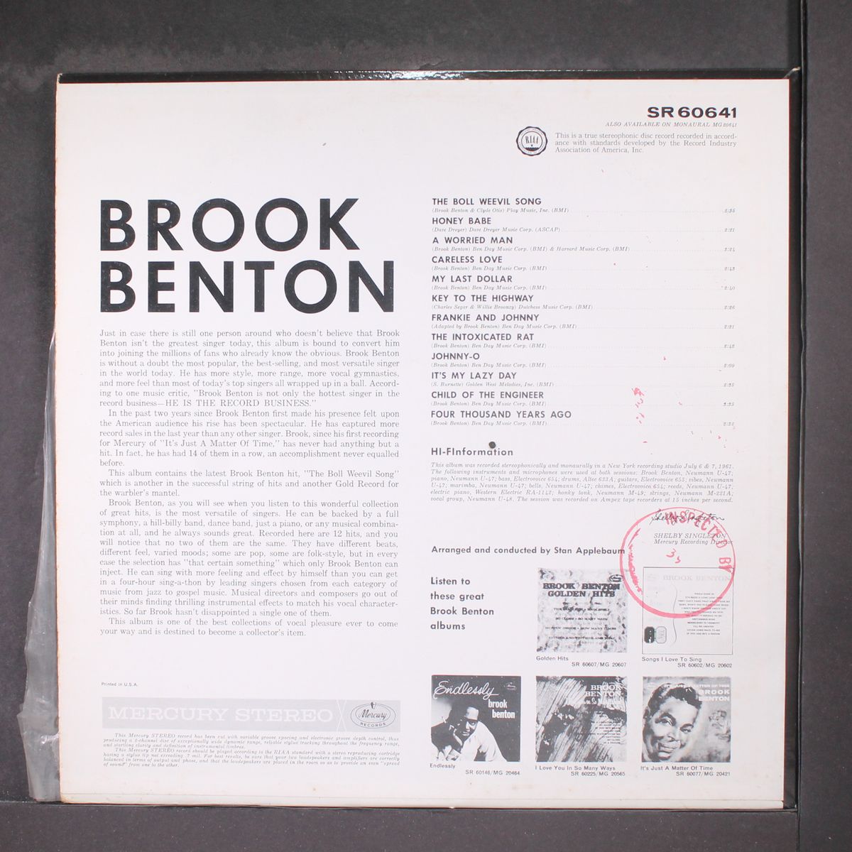 the boll weevil song and 11 other great hits by BROOK BENTON