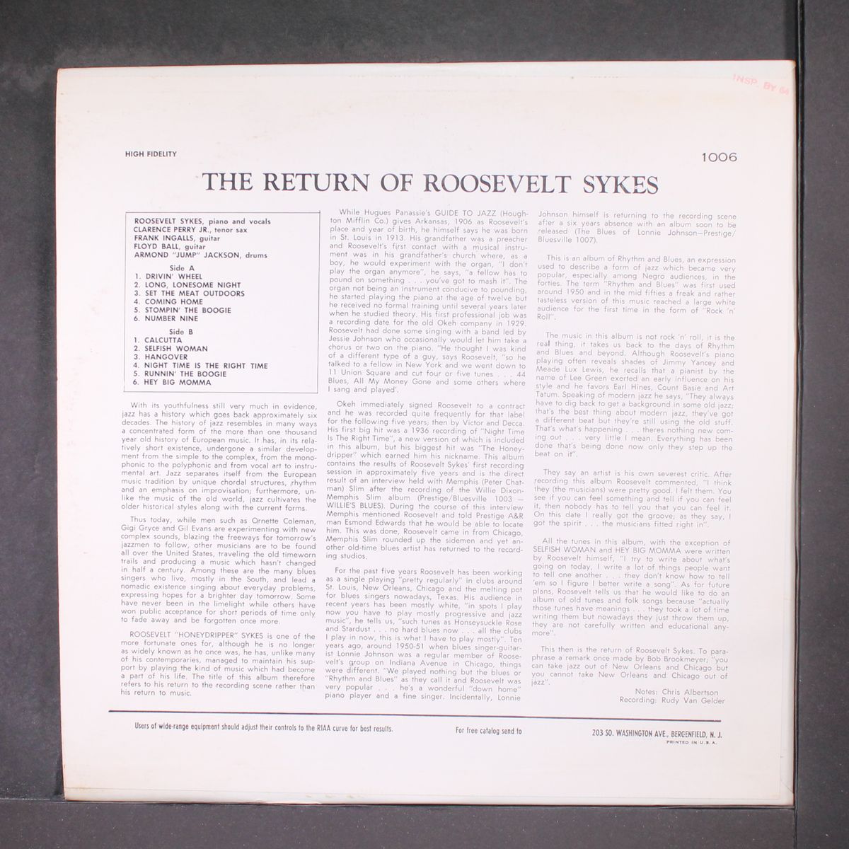 the return of by ROOSEVELT SYKES