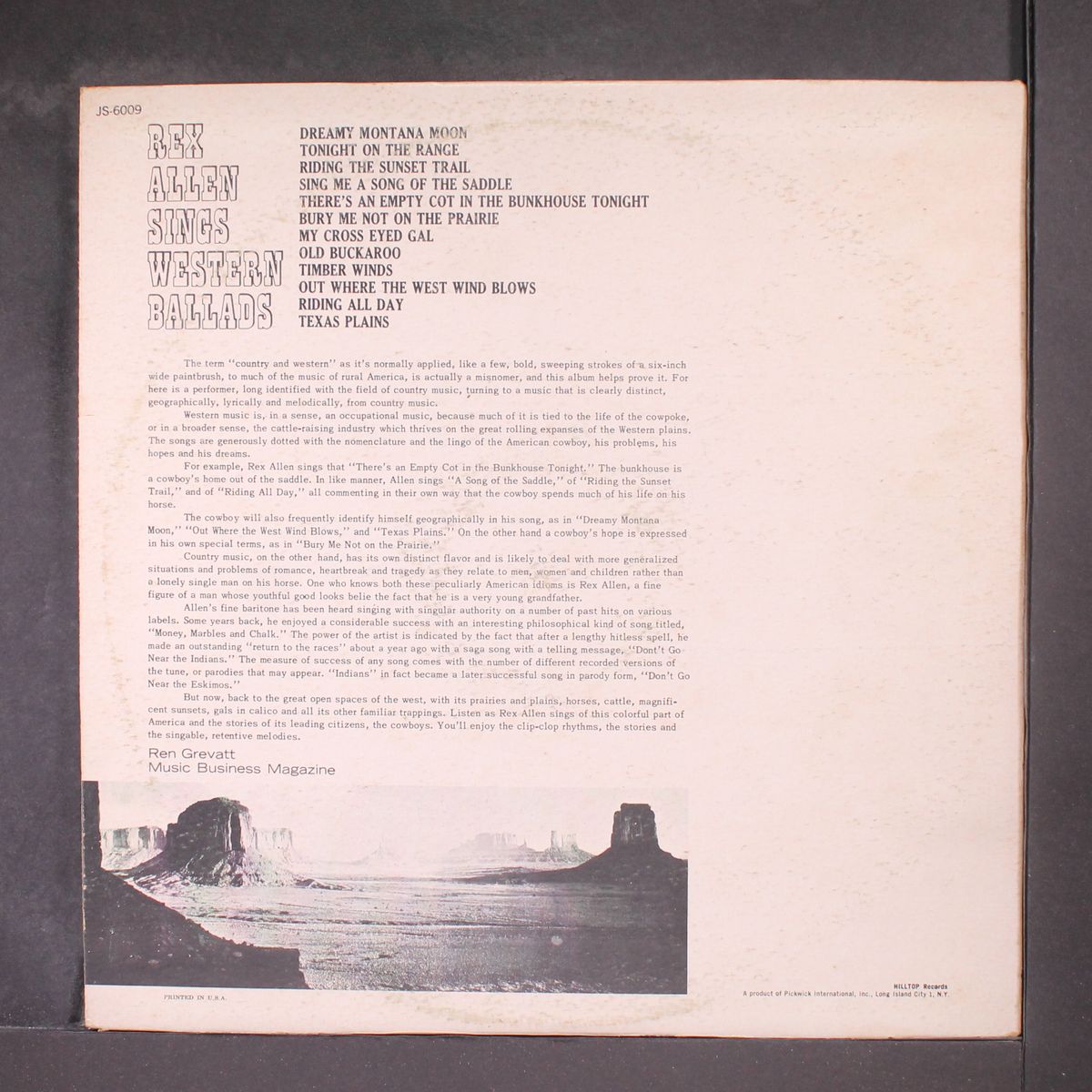 sings western ballads by REX ALLEN