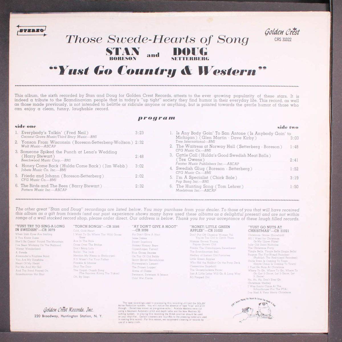yust go country & western by STAN BORESON & DOUG SETTERBERG