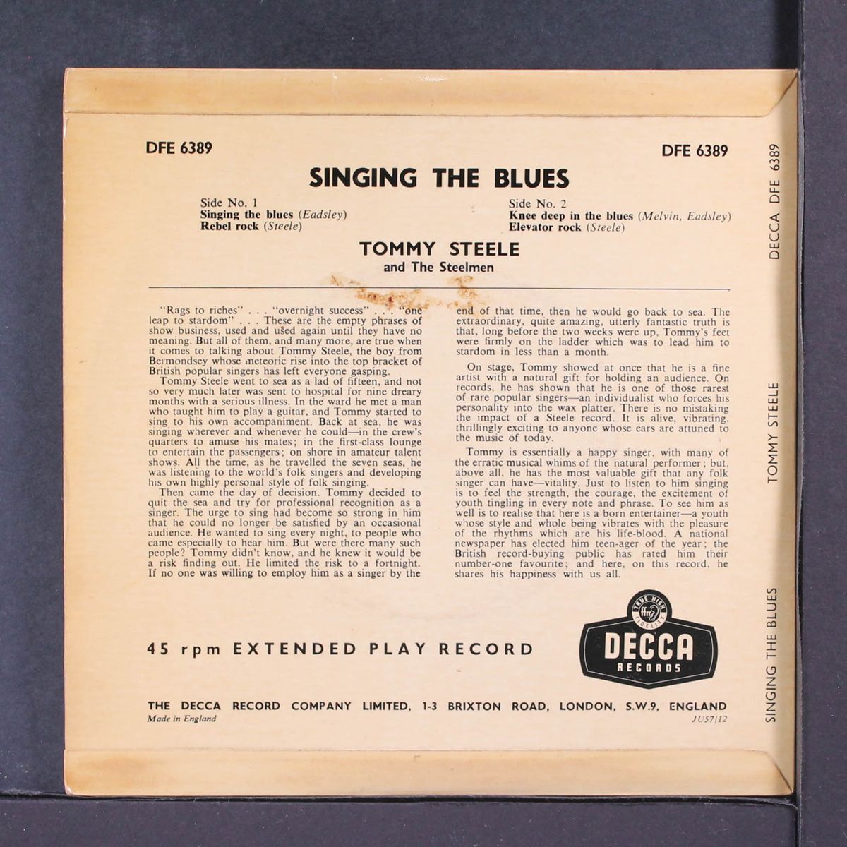 singing the blues by TOMMY STEELE