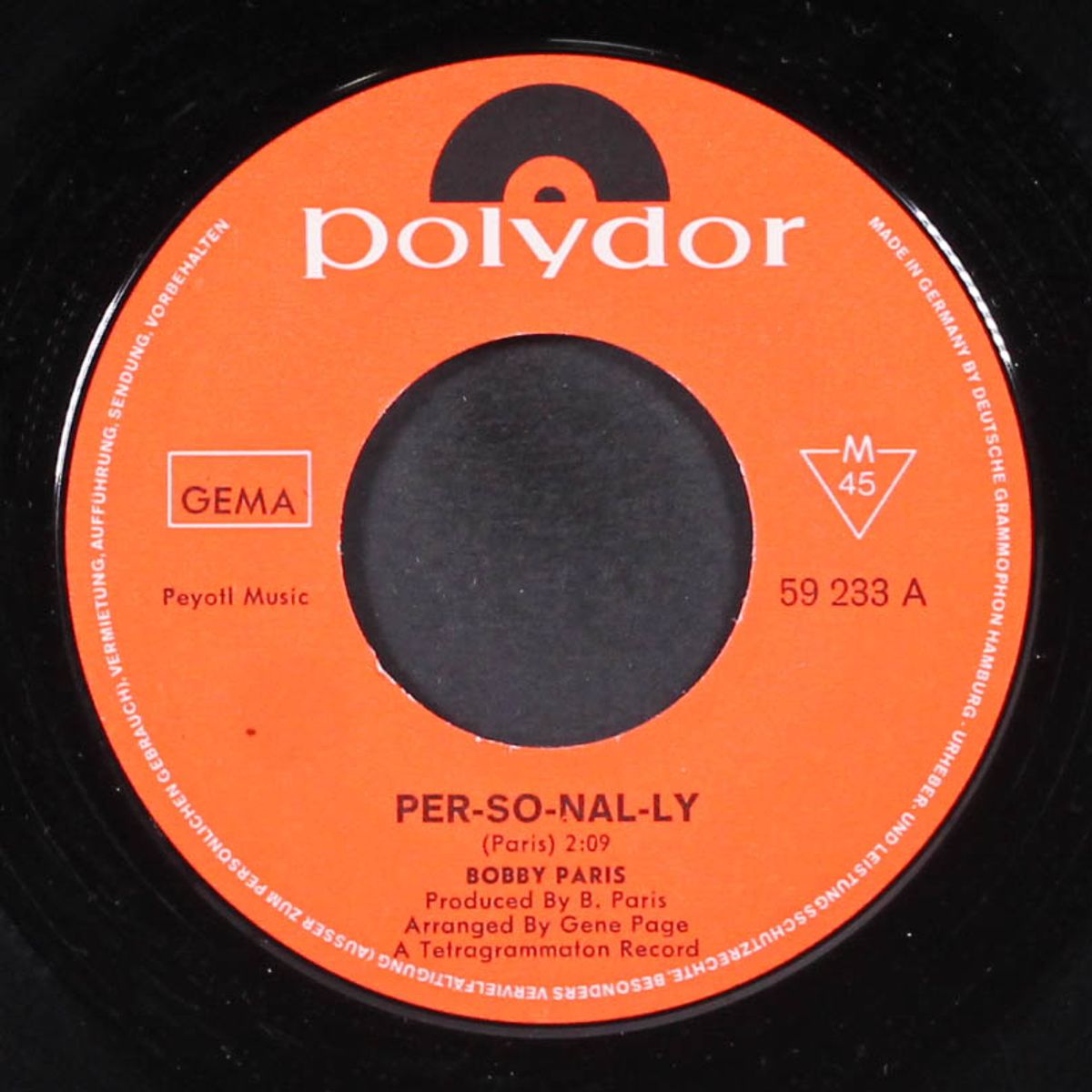 per-so-nal-ly / tragedy by BOBBY PARIS
