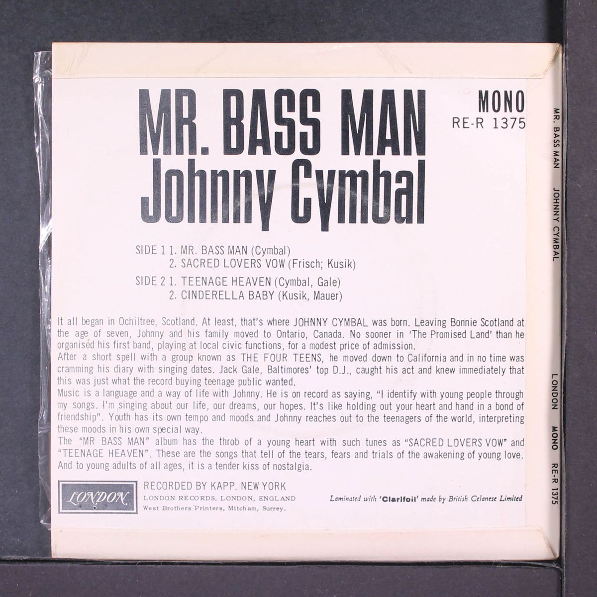 mr. bass man by JOHNNY CYMBAL