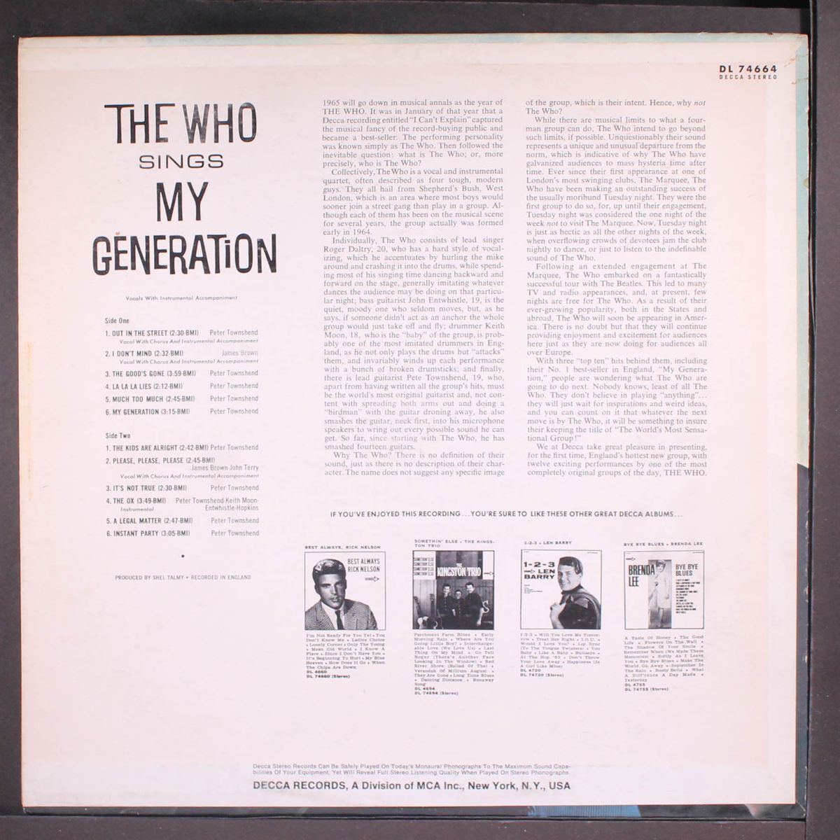 sings my generation by WHO