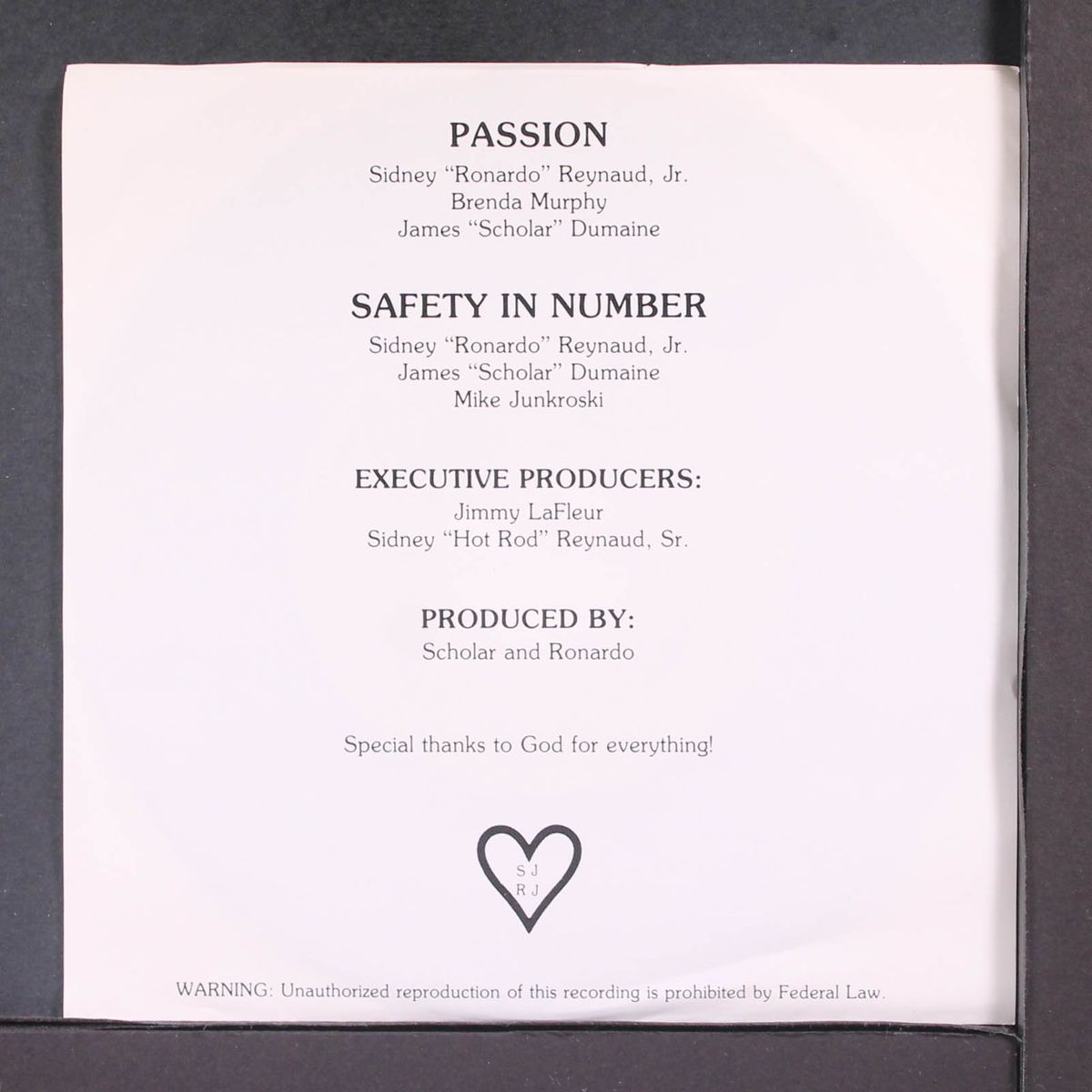 passion / safety in numbers by SCHOLAR, RONARDO & CRASH