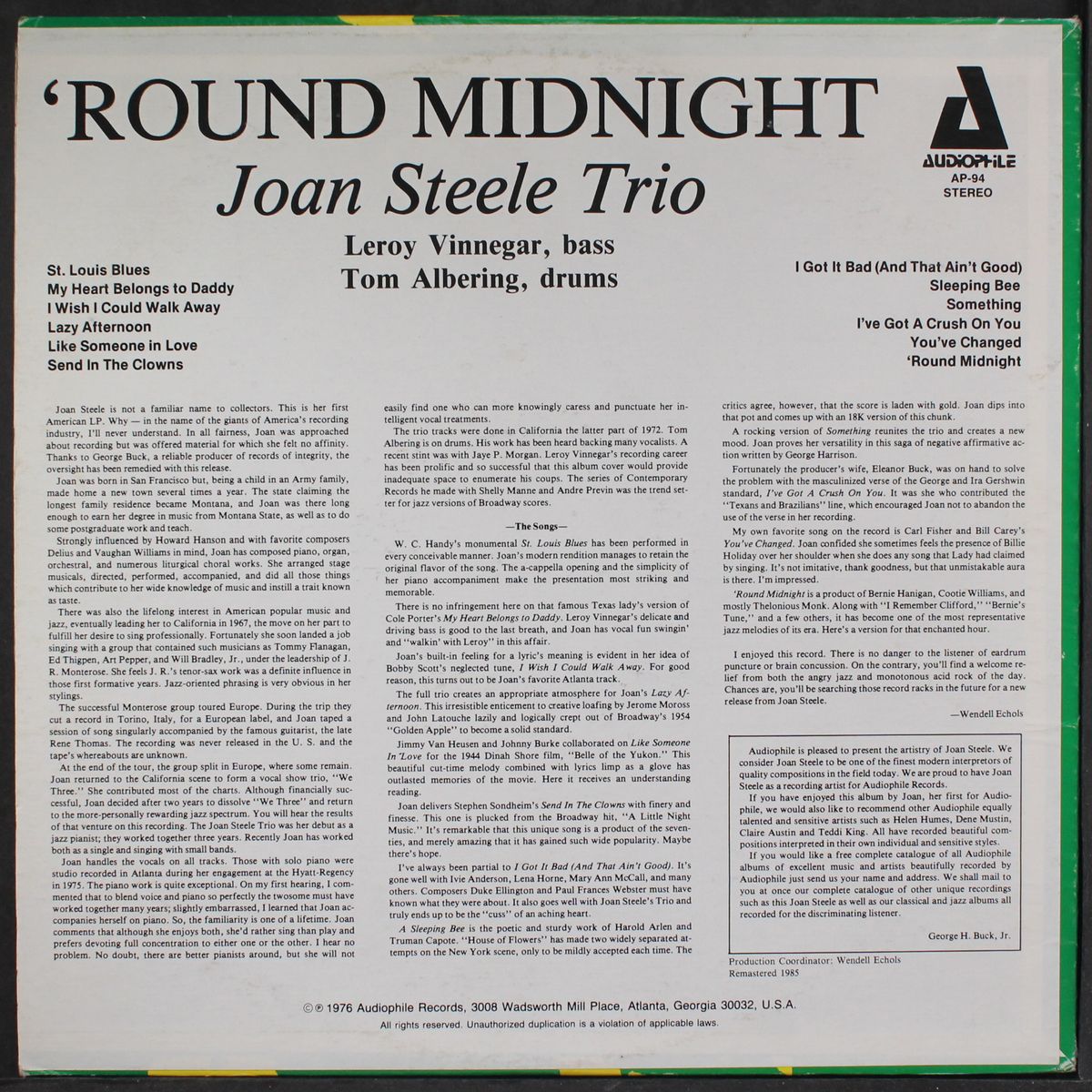 'round midnight by JOAN STEELE