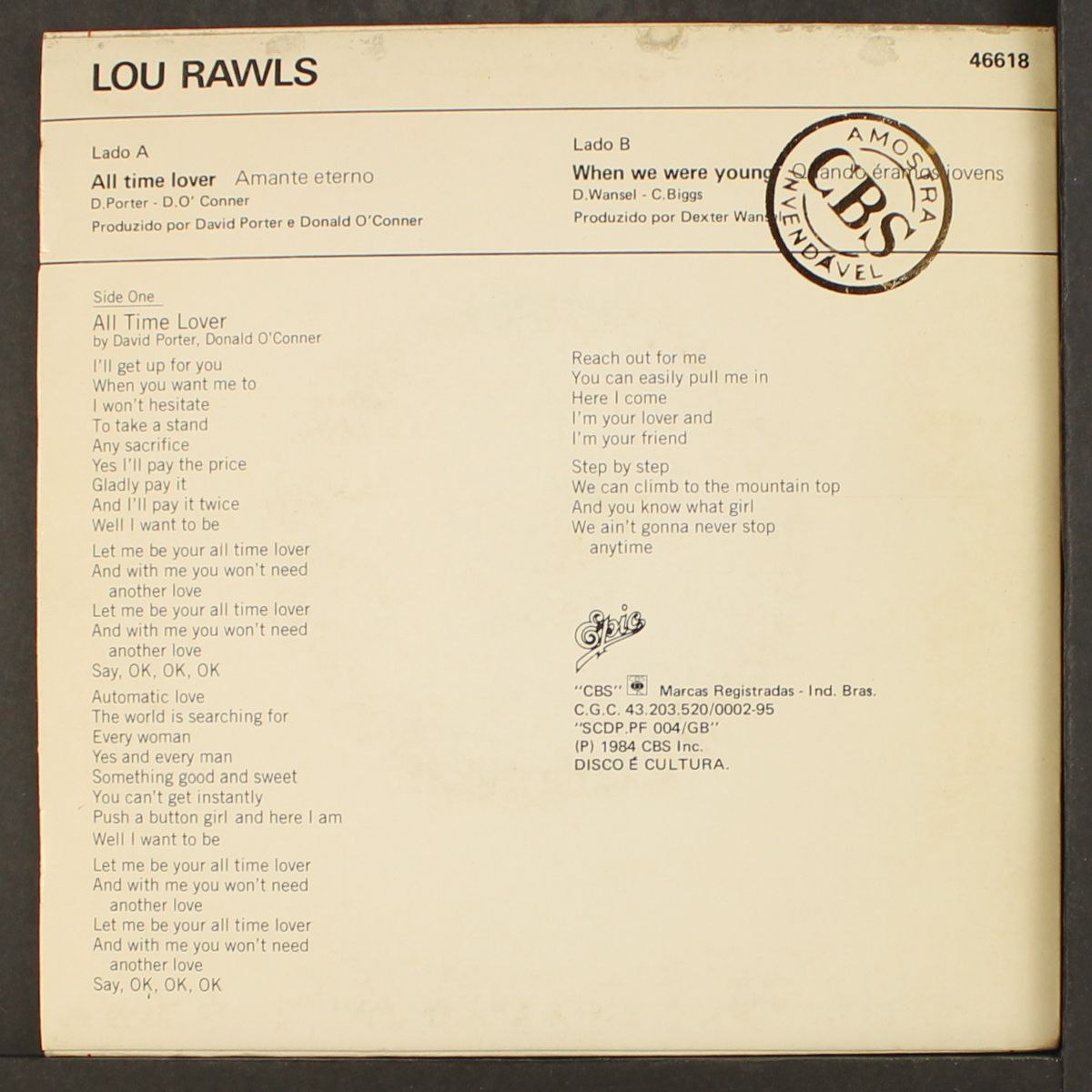 all time lover / when we were young by LOU RAWLS