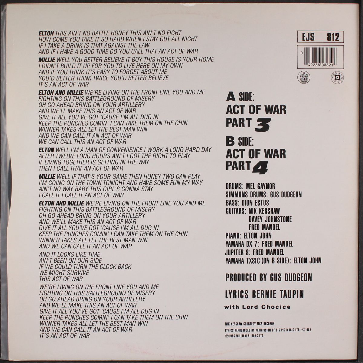 act of war by ELTON JOHN & MILLIE JACKSON