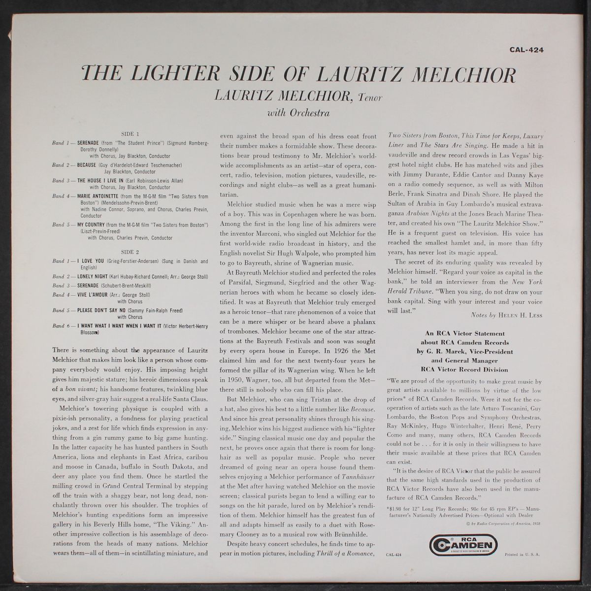 the lighter side of by LAURITZ MELCHIOR
