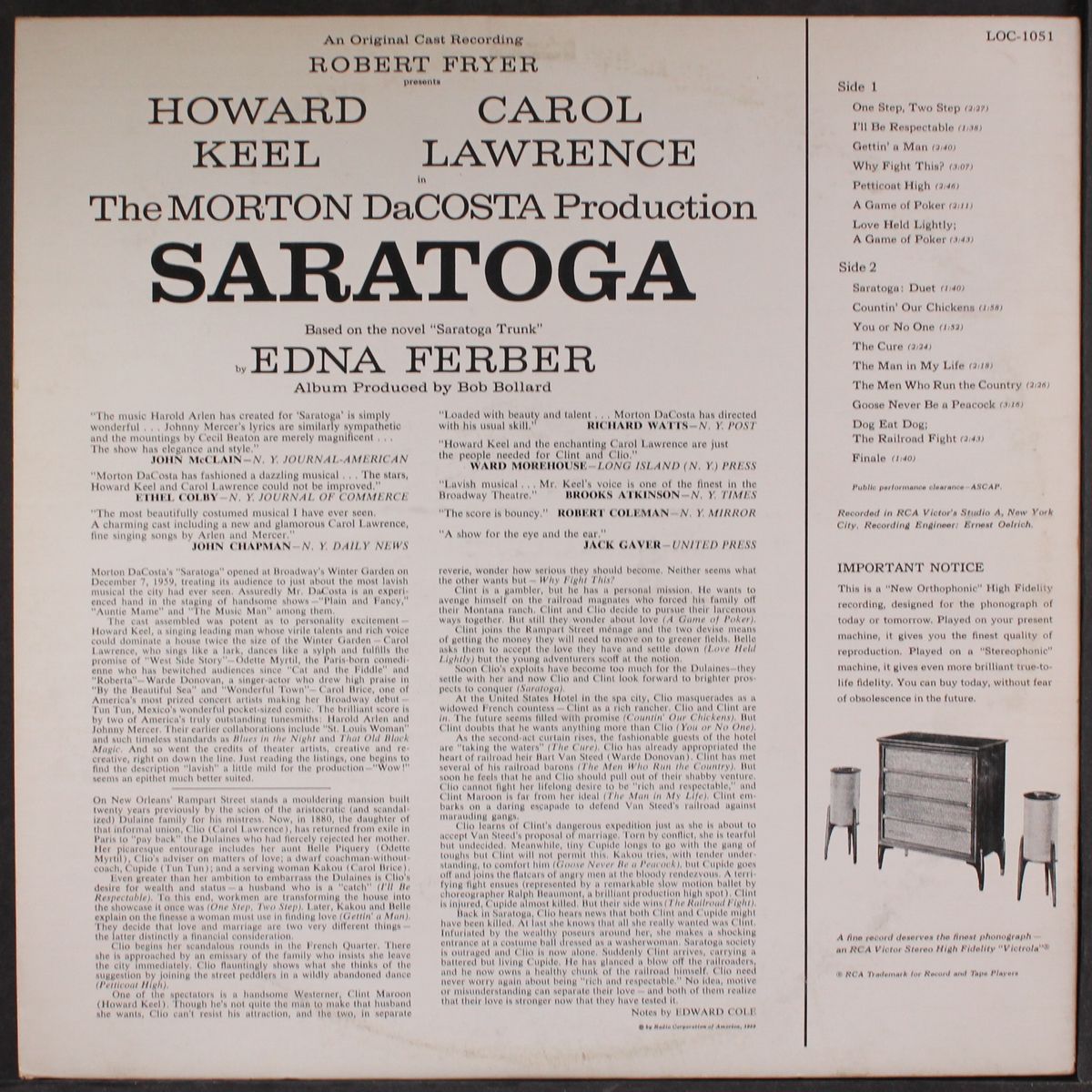 saratoga by ORIGINAL CAST
