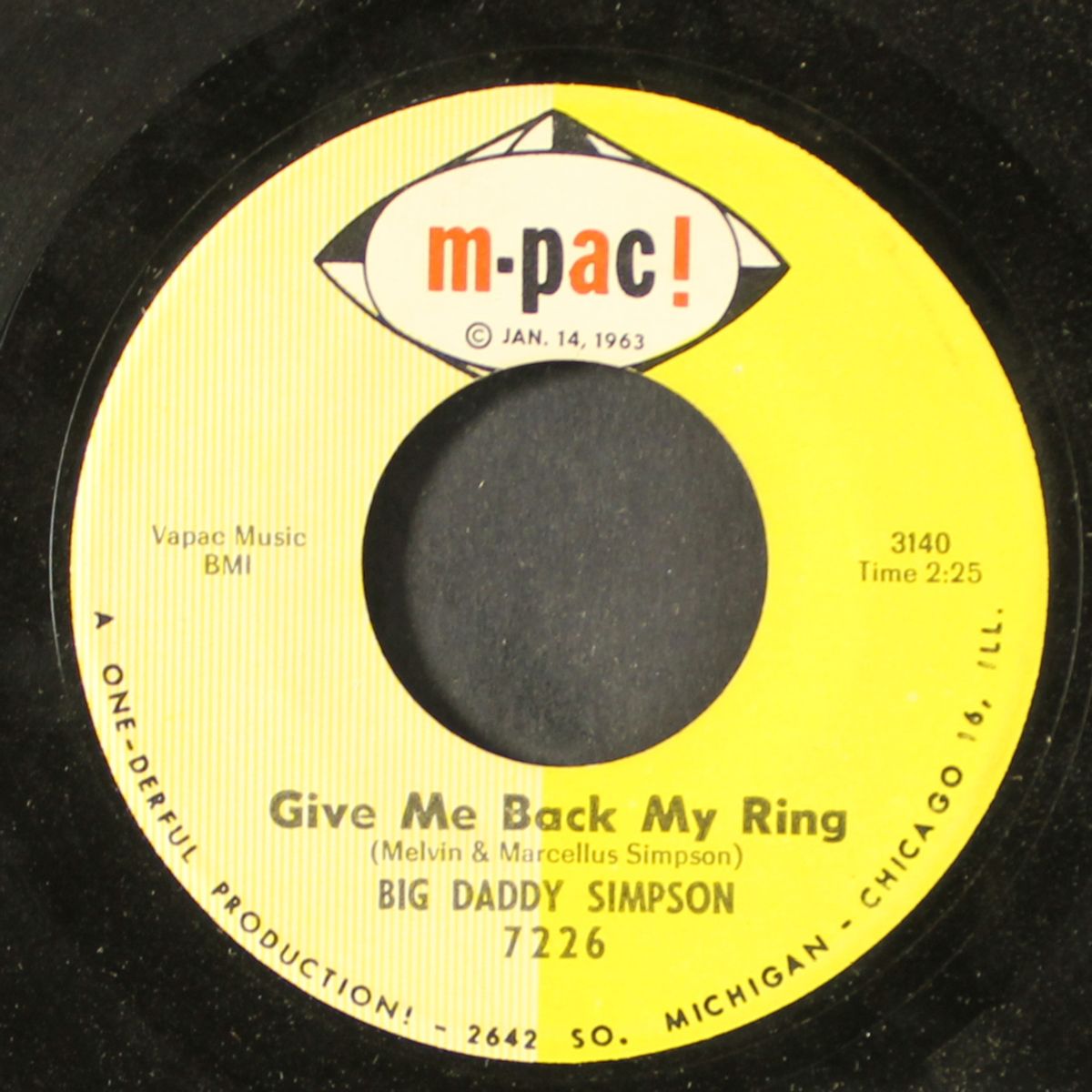 give me back my ring / let your hair down baby by BIG DADDY SIMPSON