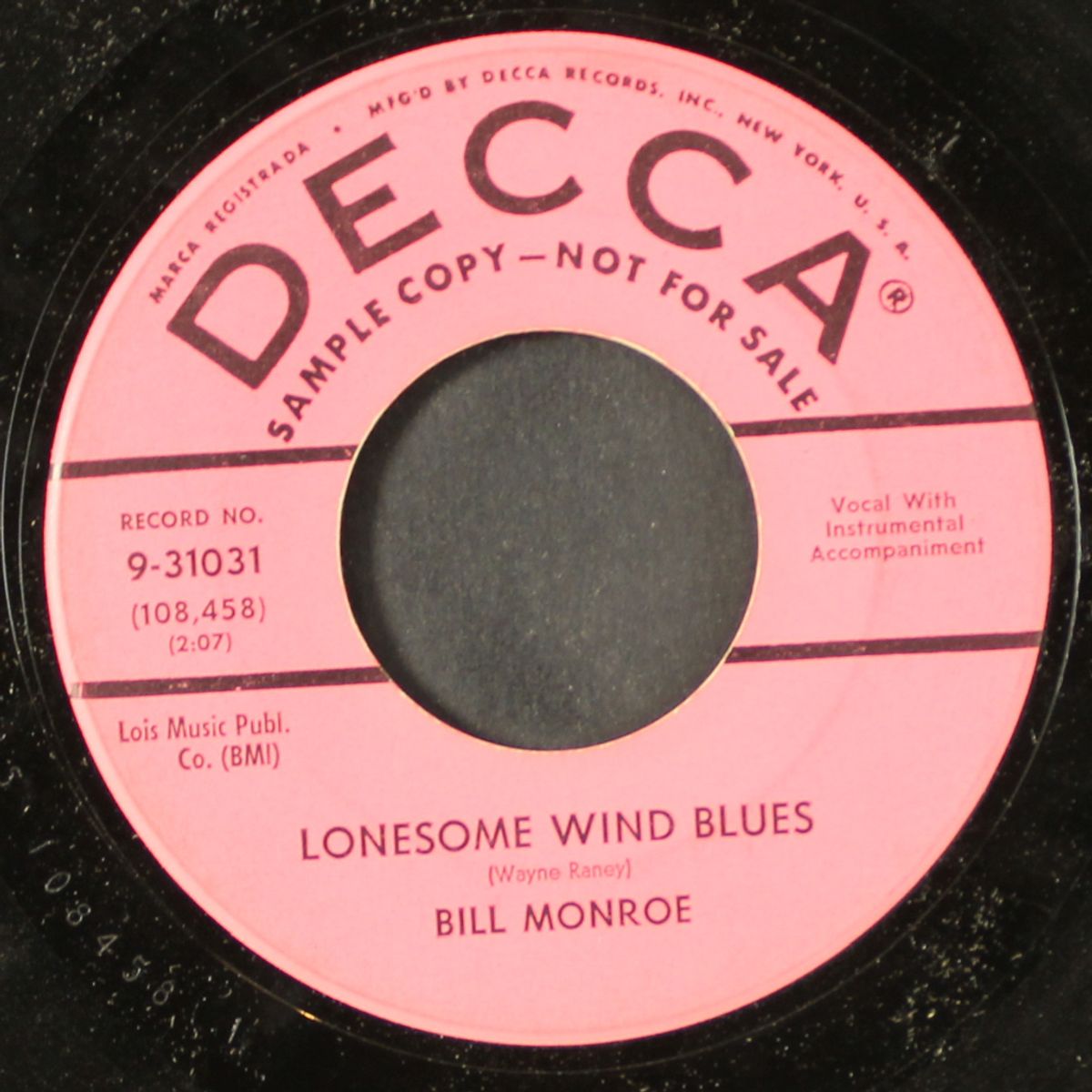 lonesome wind blues / come go with me by BILL MONROE