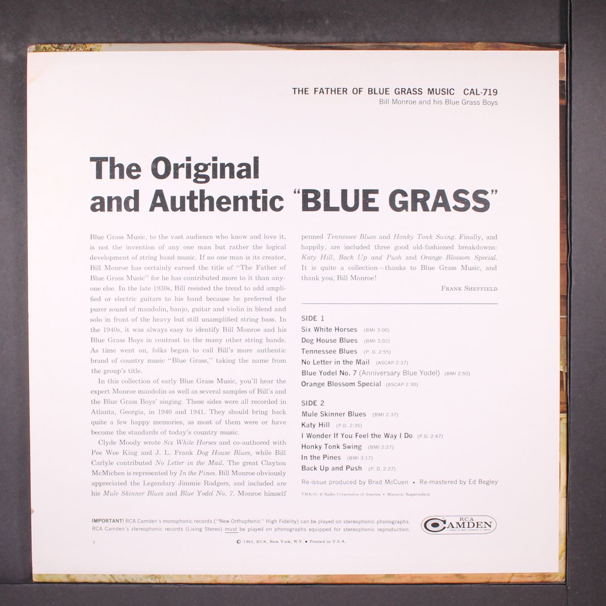 the father of blue grass music by BILL MONROE