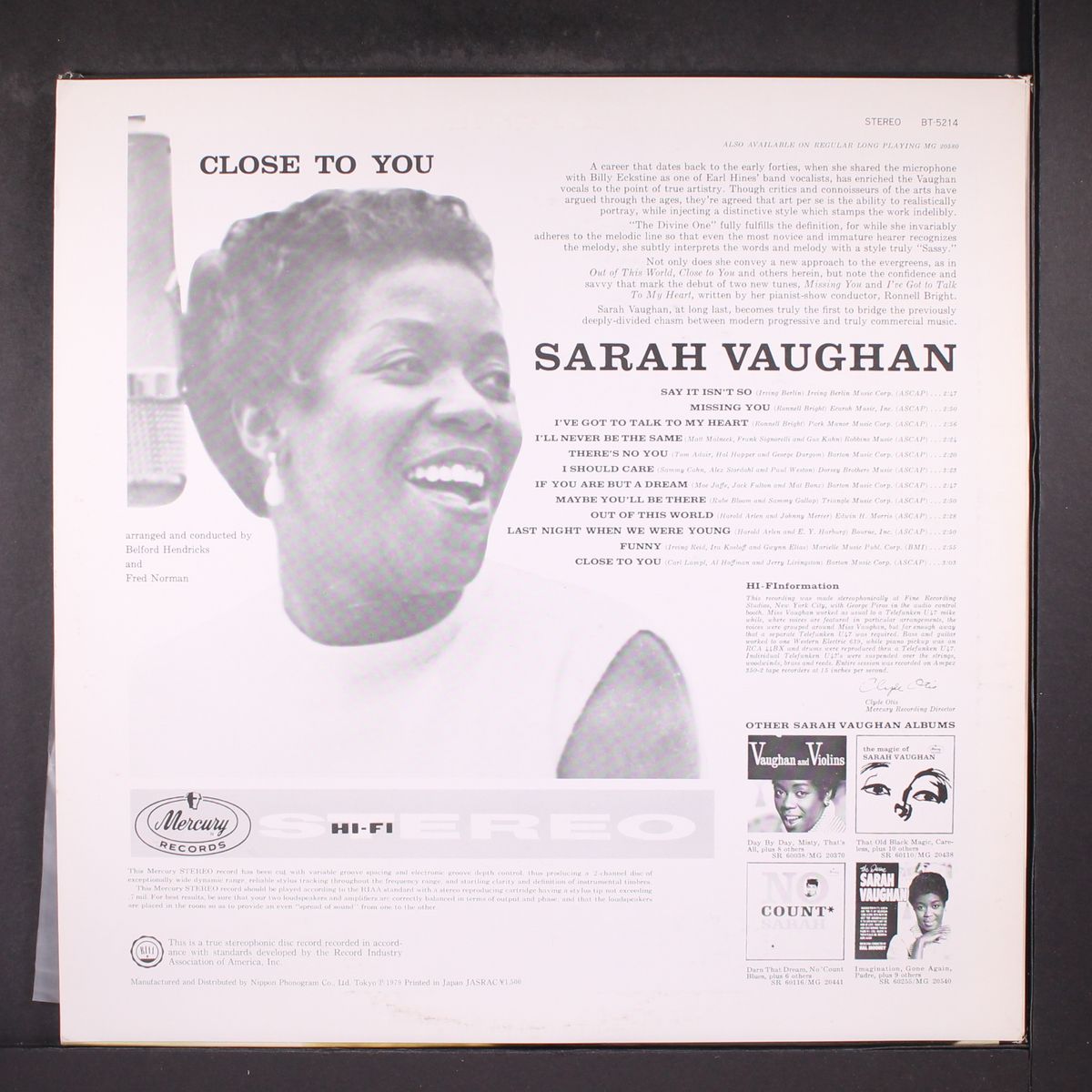 close to you by SARAH VAUGHAN