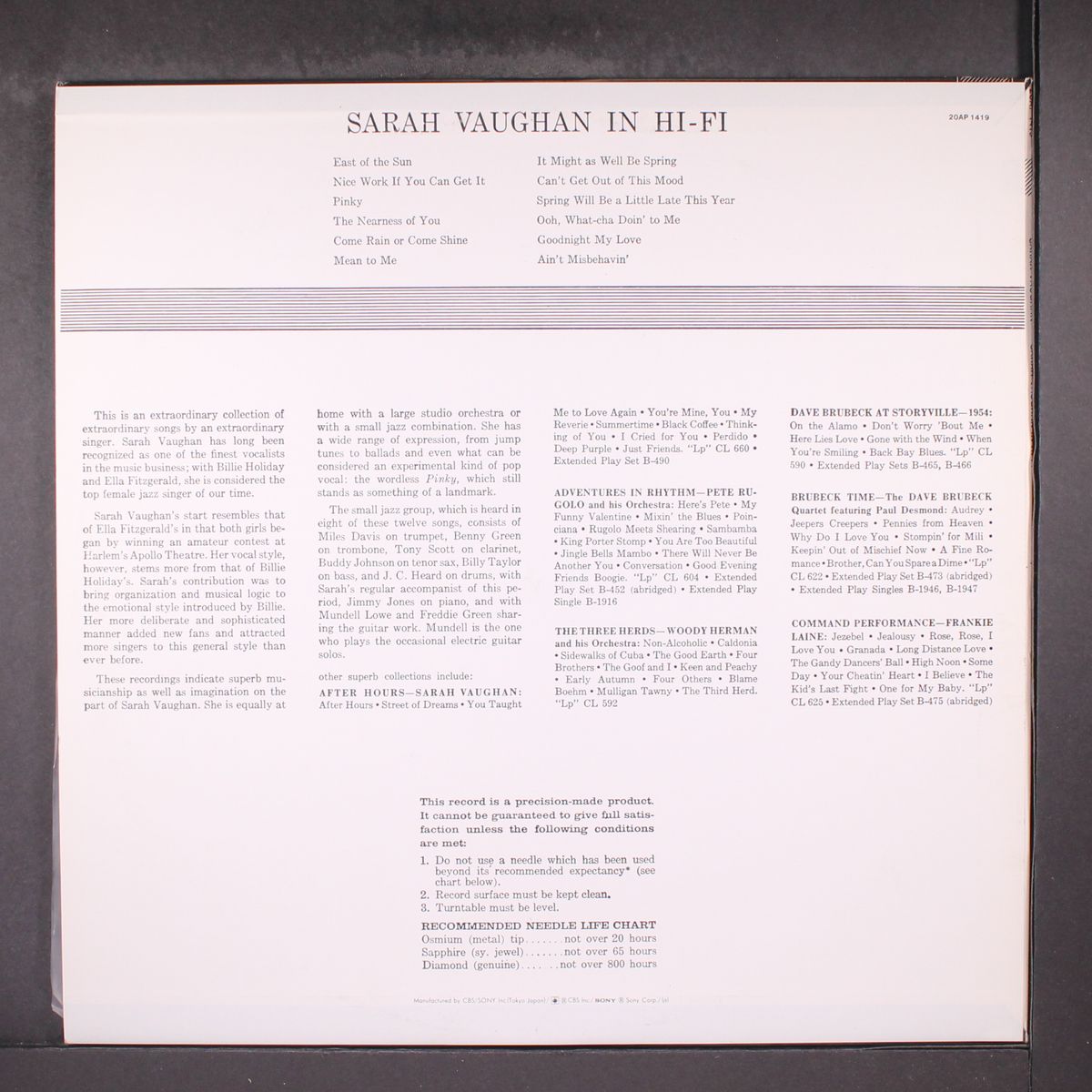 in h-fi by SARAH VAUGHAN