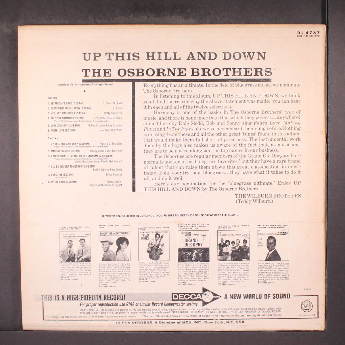 up this hill and down by OSBORNE BROTHERS