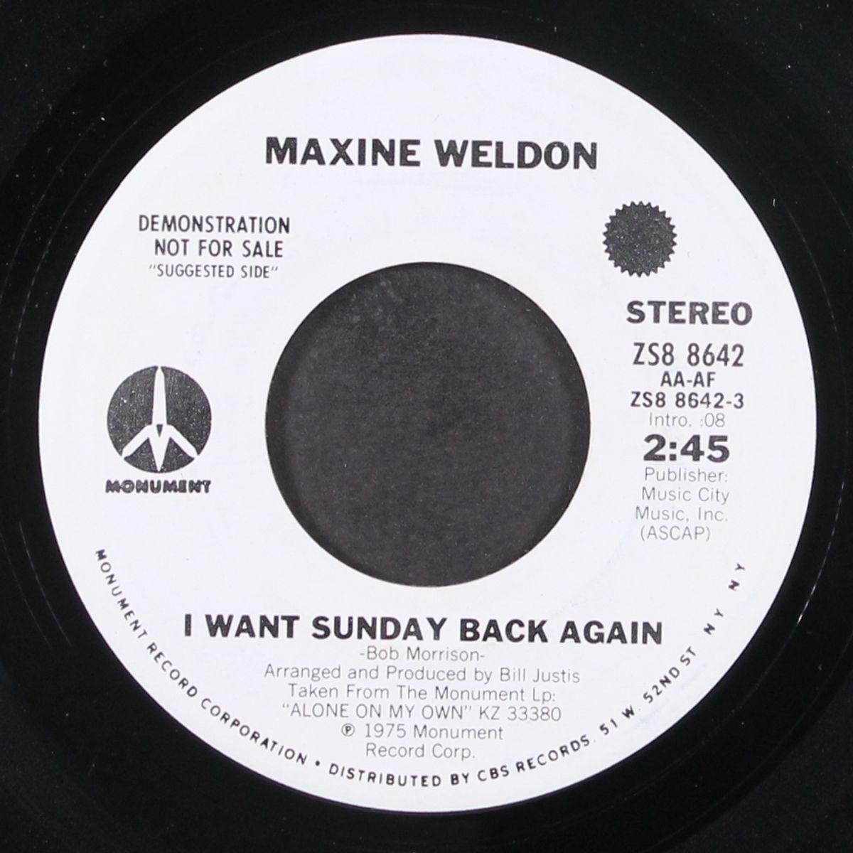 i want sunday back again / alone on my own by MAXINE WELDON