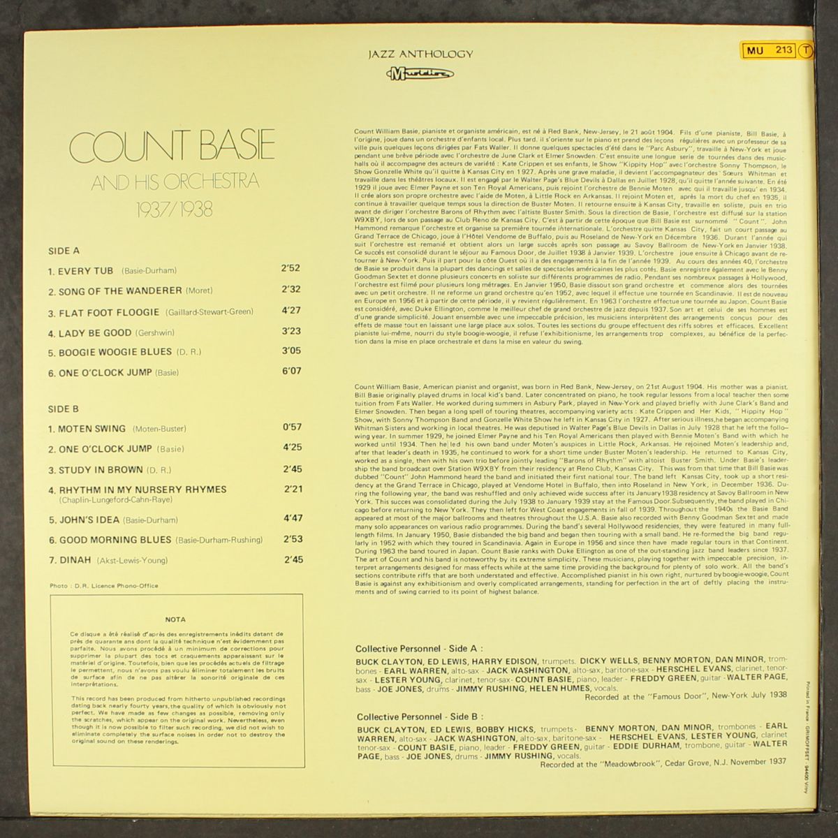and his orchestra 1937/1938 by COUNT BASIE