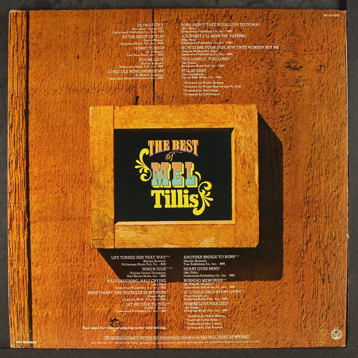 best of by MEL TILLIS