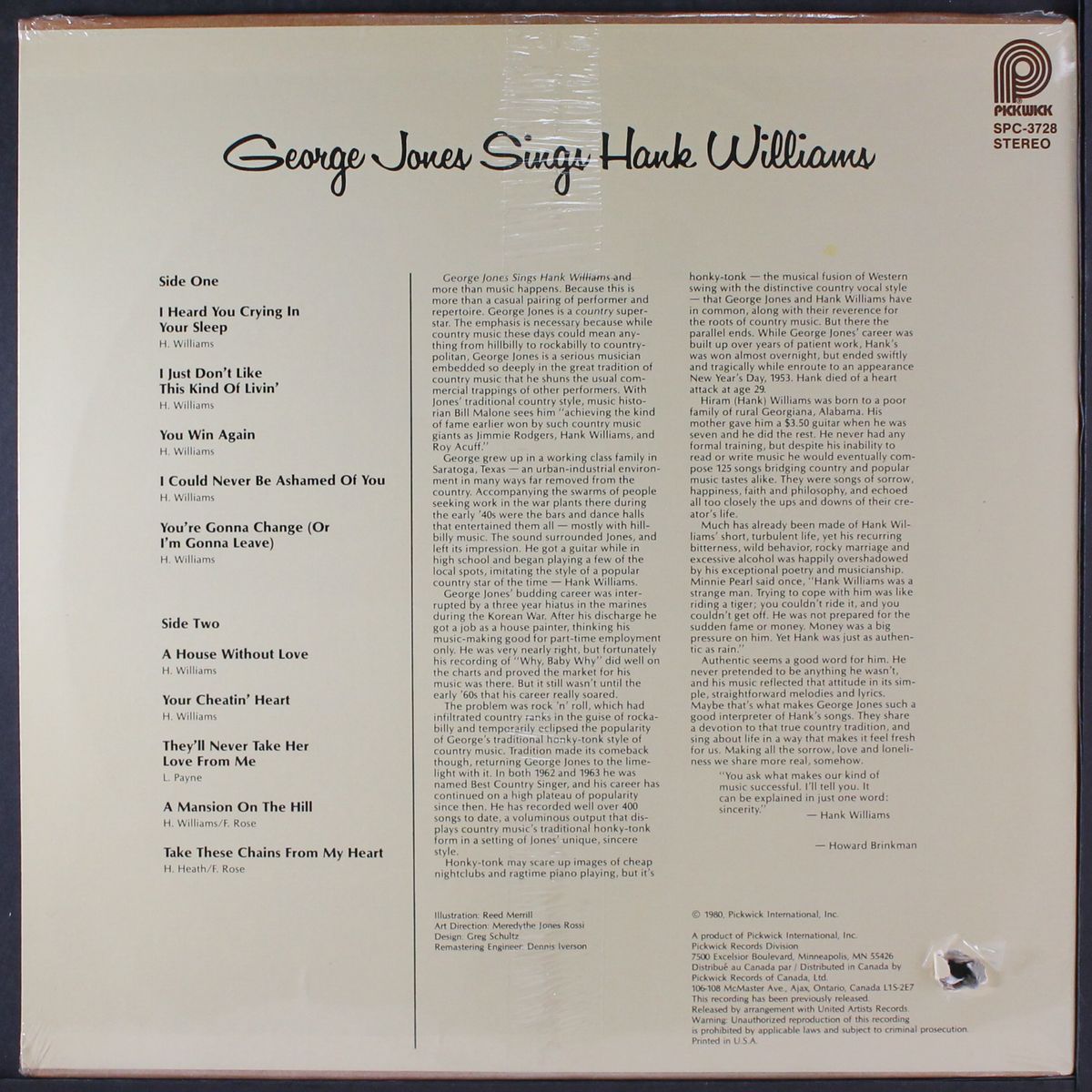 sings hank williams by GEORGE JONES