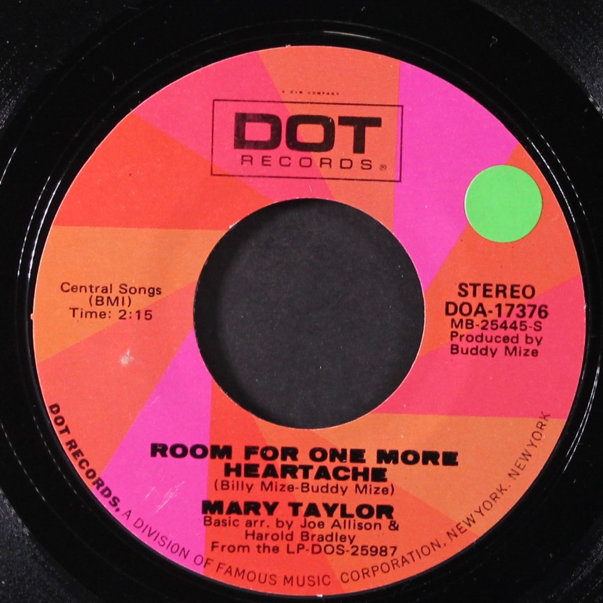 room for one more heartache / hangin' on by MARY TAYLOR
