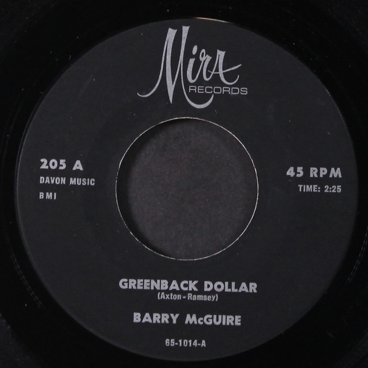 greenback dollar / oh, miss mary by BARRY MCGUIRE