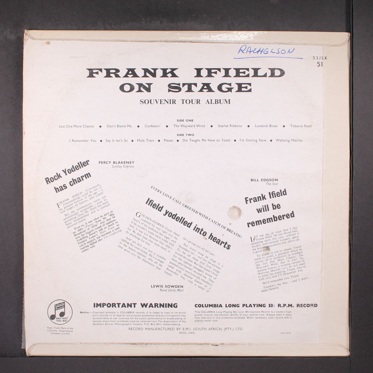on stage by FRANK IFIELD