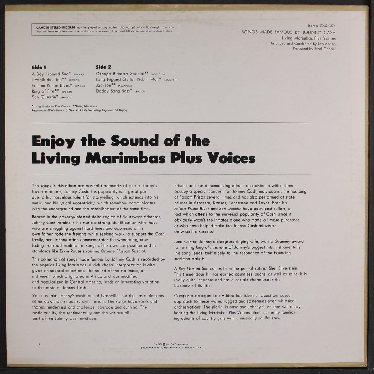 songs made famous by johnny cash by LIVING MARIMBAS