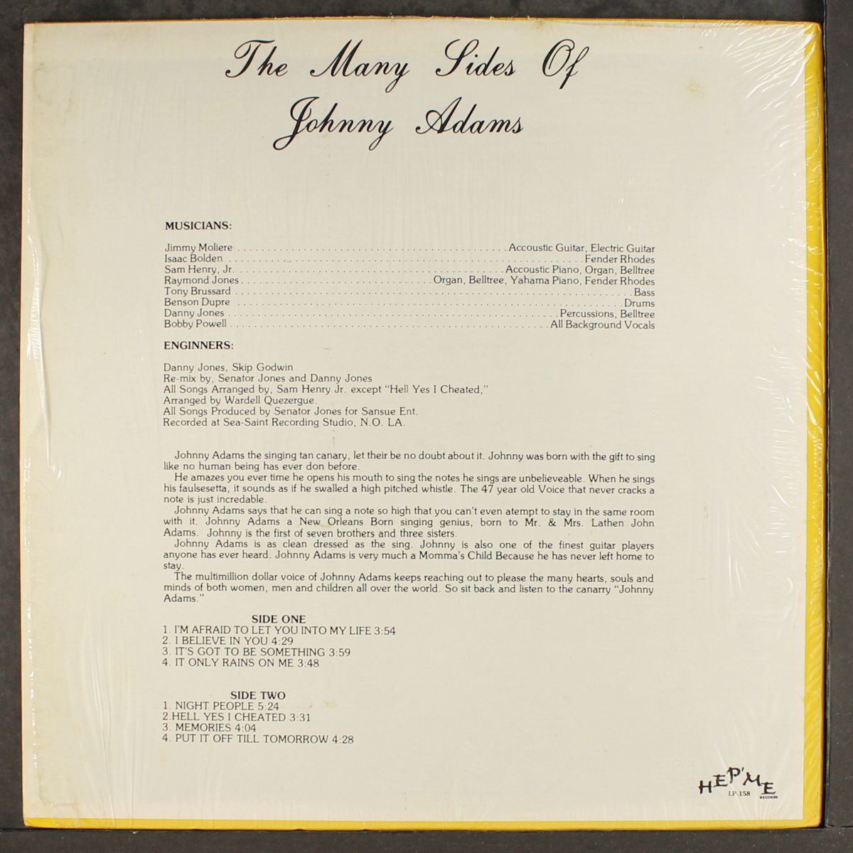 the many sides of by JOHNNY ADAMS