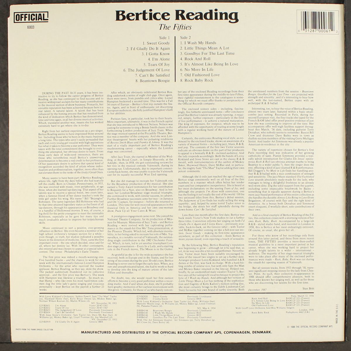 the fifties by BERTICE READING