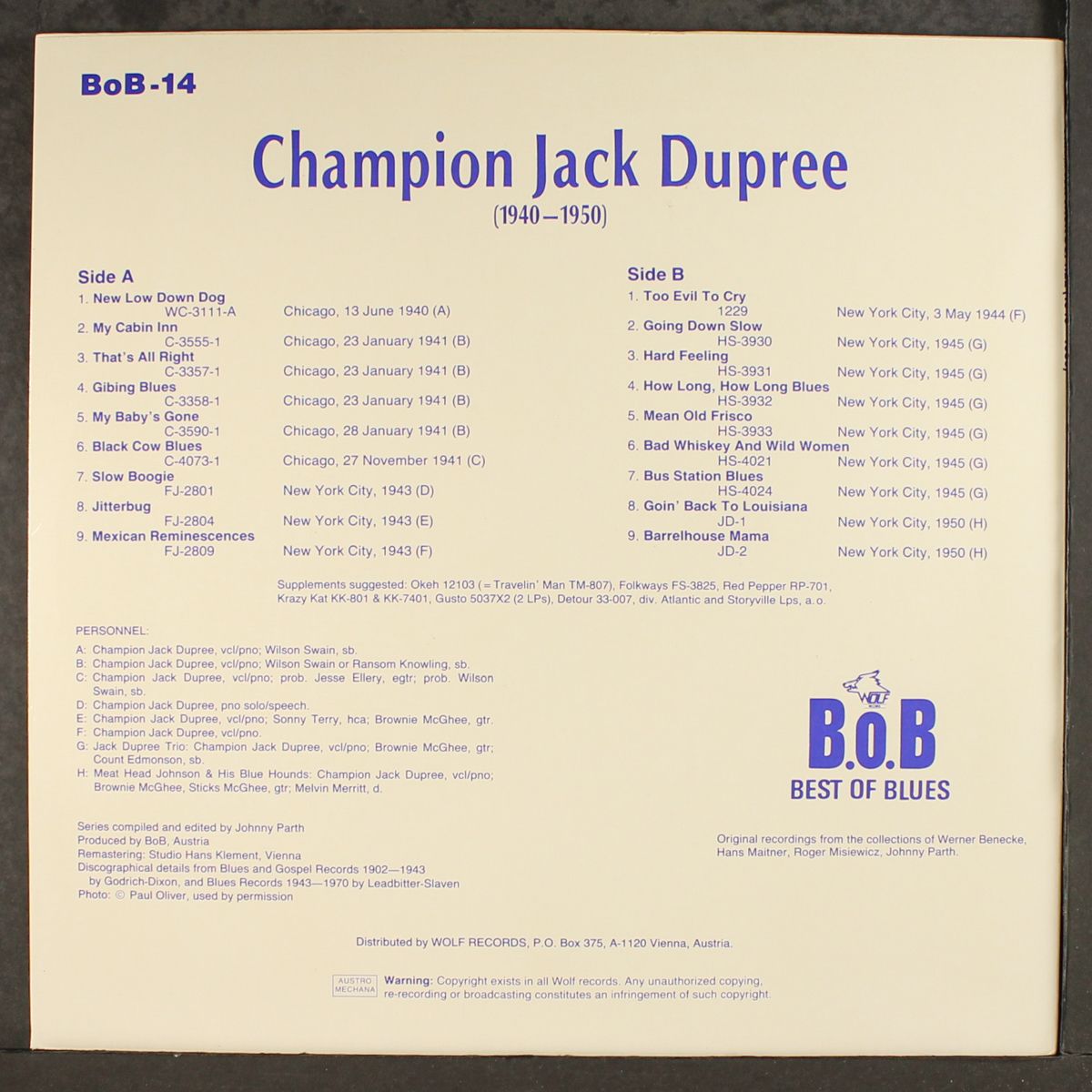 1940-1950 by CHAMPION JACK DUPREE