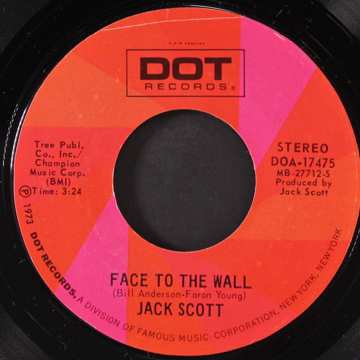 may you never be alone / face to the wall by JACK SCOTT