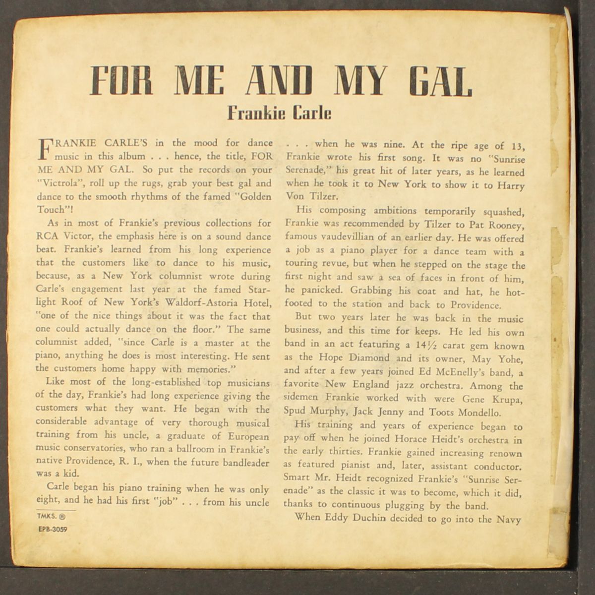for me and my gal by FRANKIE CARLE
