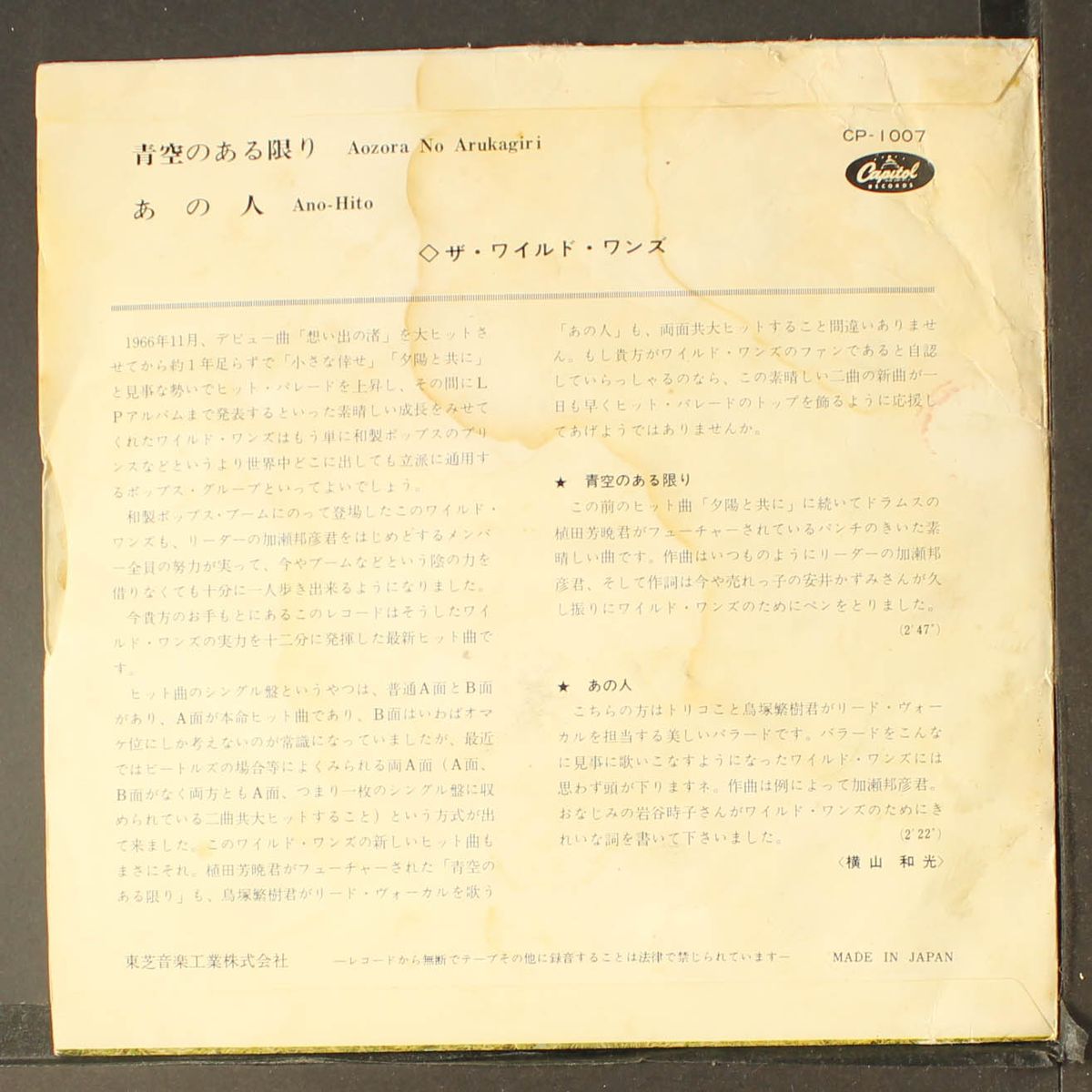 aozora no arukagiri / ano-hito by WILD ONES