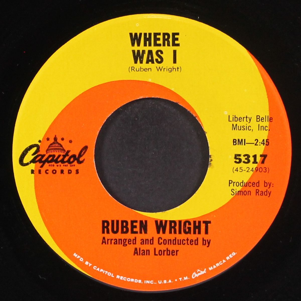 where was i / bye bye by RUBEN WRIGHT