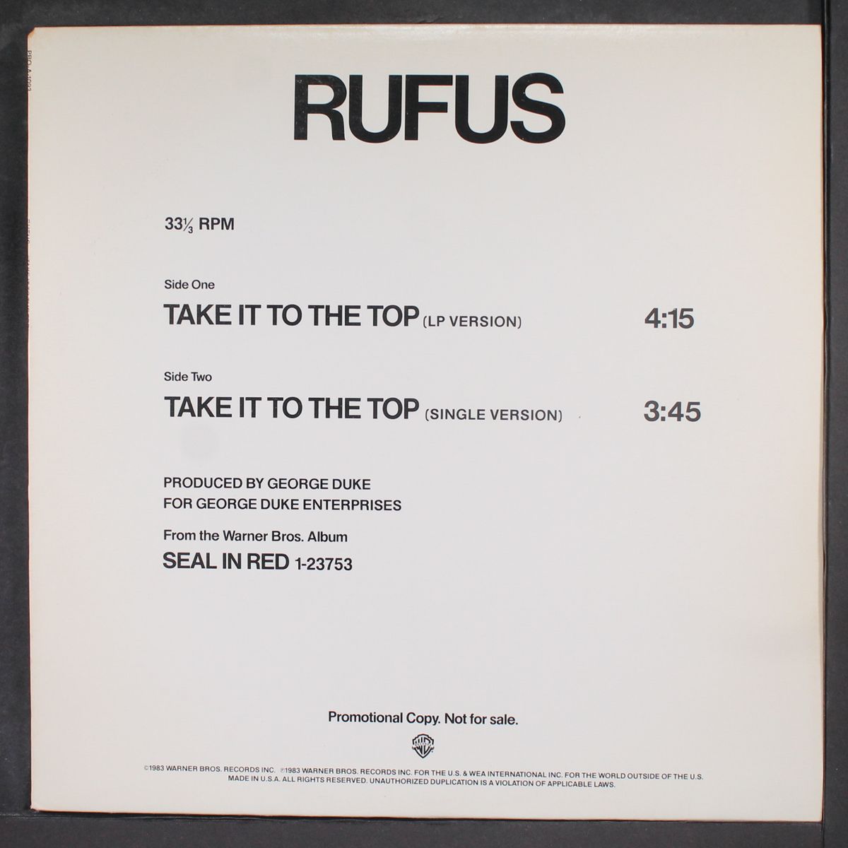 take it to the top by RUFUS