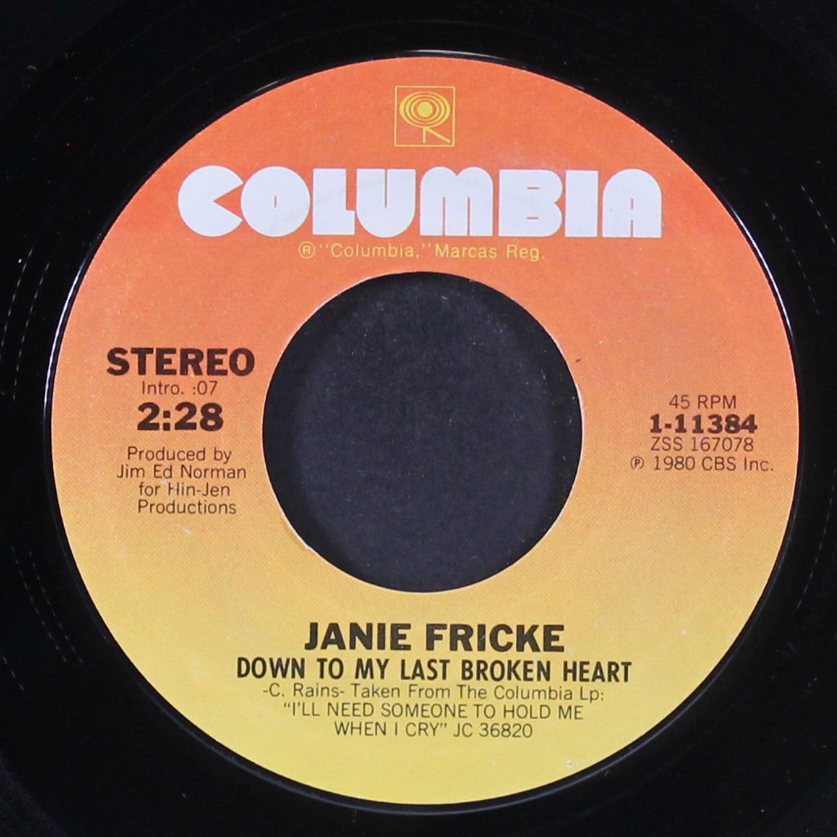 down to my last broken heart by JANIE FRICKE