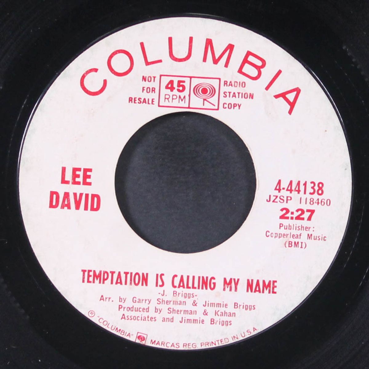 temptation is calling my name / cold wave coming on by LEE DAVID