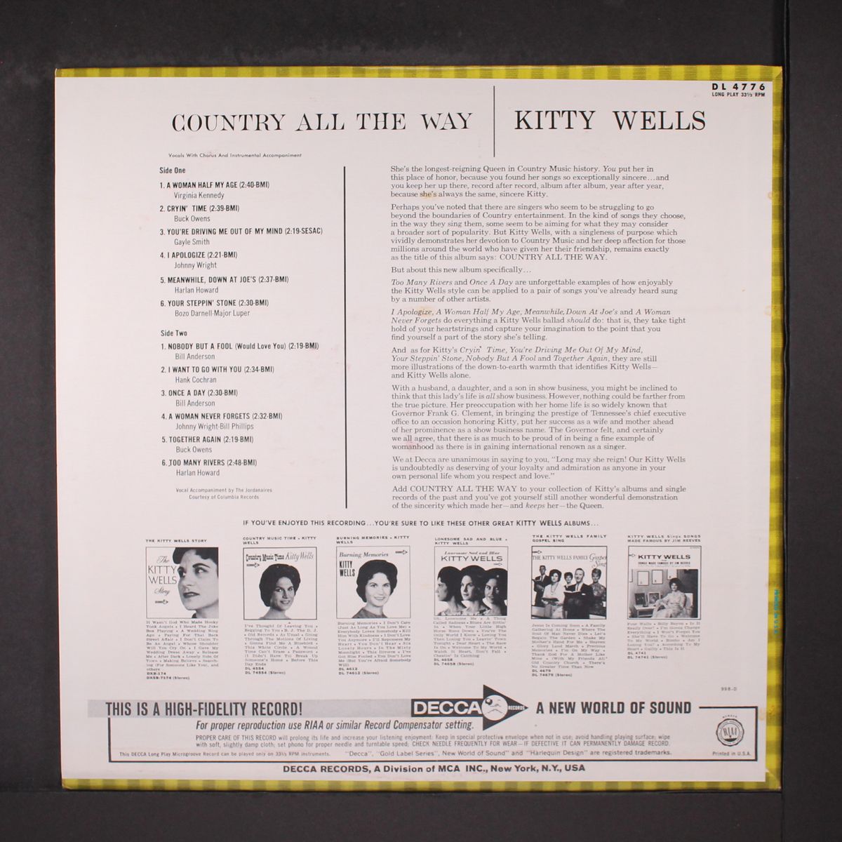 country all the way by KITTY WELLS