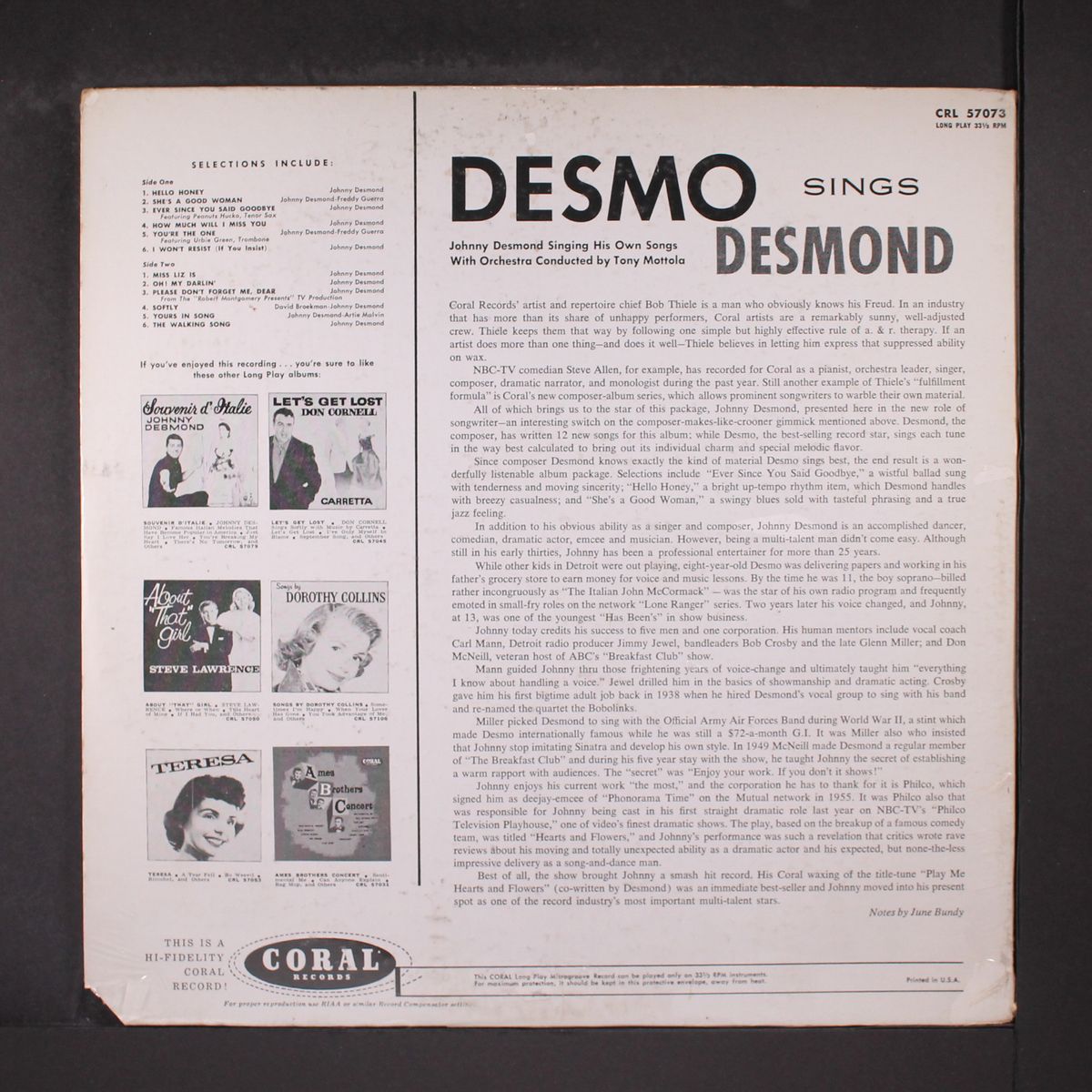 desmo sings desmond by JOHNNY DESMOND